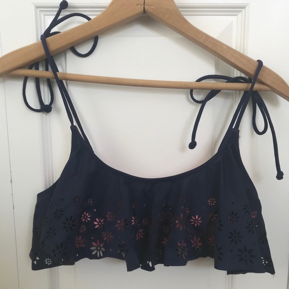 Navy Flounce Bikini Top - Picture 3 of 4